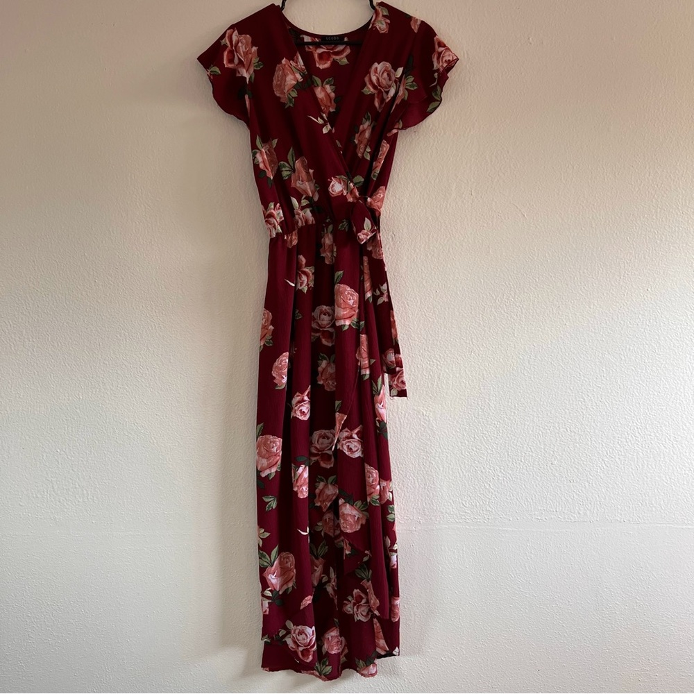Scobe Floral High Low Dress in Large size